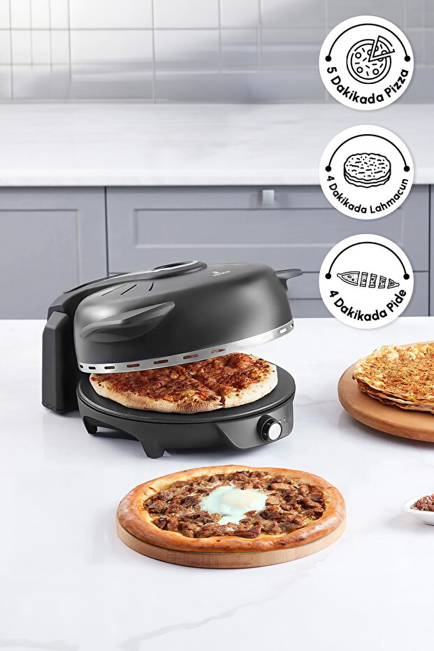 Karaca Gastro 10 in 1 Pizza Lahmacun ve Tandır Ekmeği Makinesi Biodiamond Matte Black