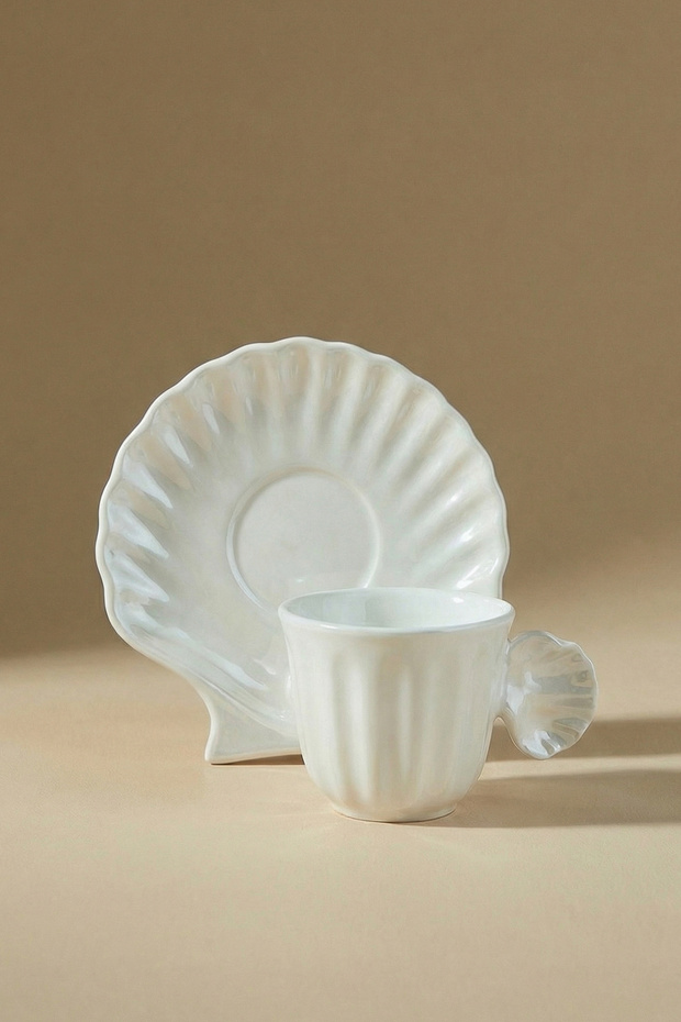Karaca İstiridye Lüsterli 6 Kişilik Kahve Fincan Takımı 90 ml