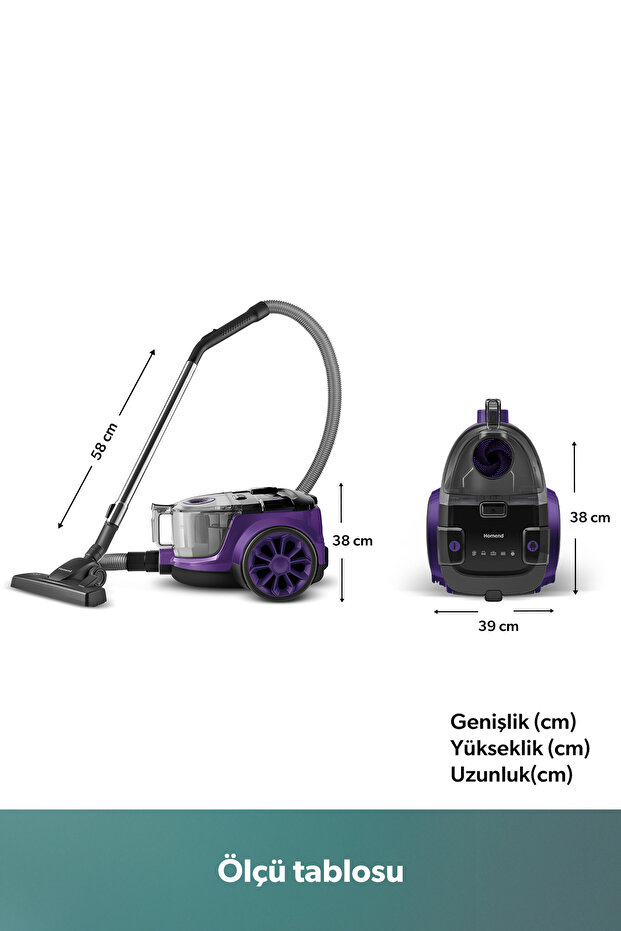 HOMEND (KARACA)  Dustroyer 1255H Yatay Süpürge Mor Siyah