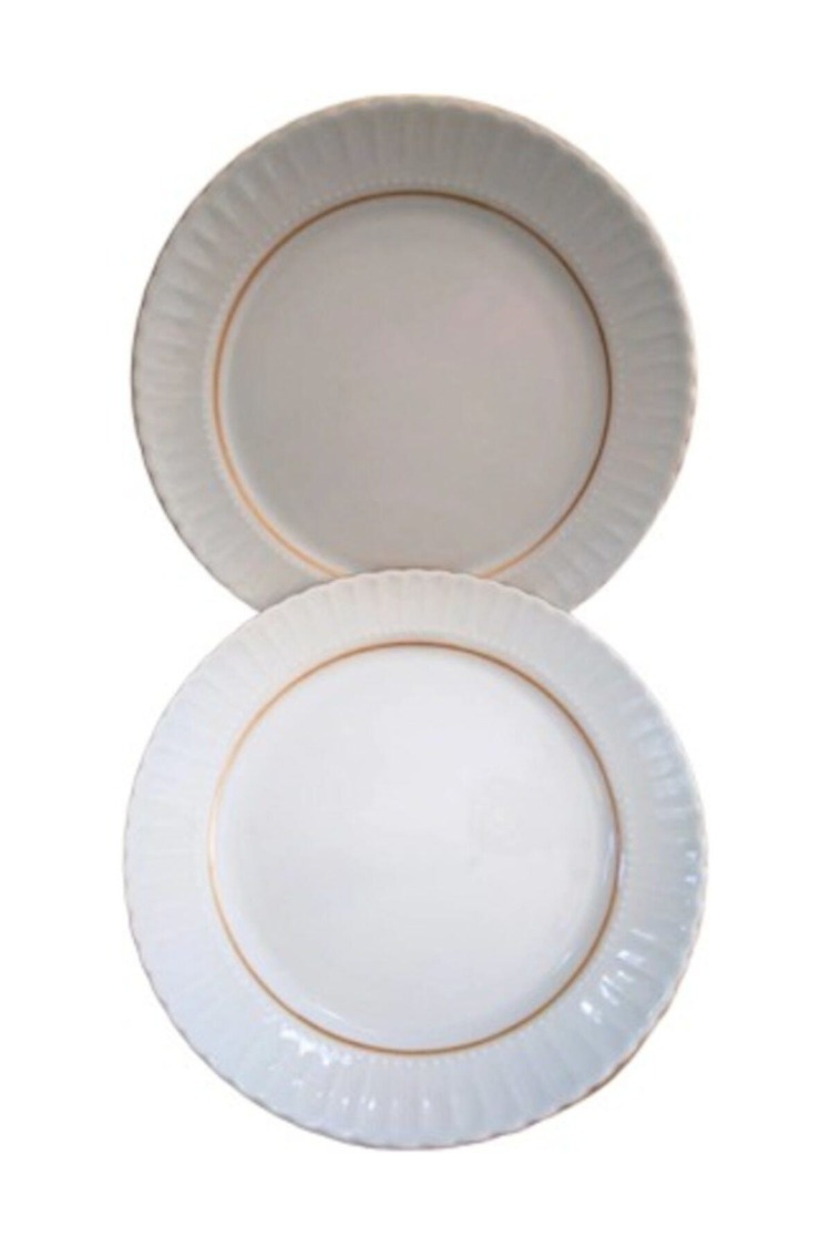 Kütahya Porselen Servis Tabağı, Yaldızlı Tabak, 6 Lı 25 Cm