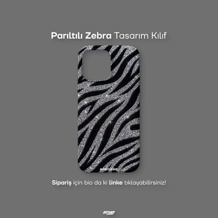 Parıltılı Zebra Tasarım Kılıf