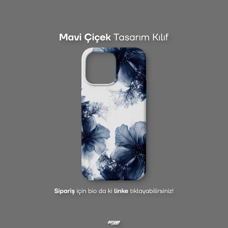 Mavi Çiçek Tasarım Kılıf