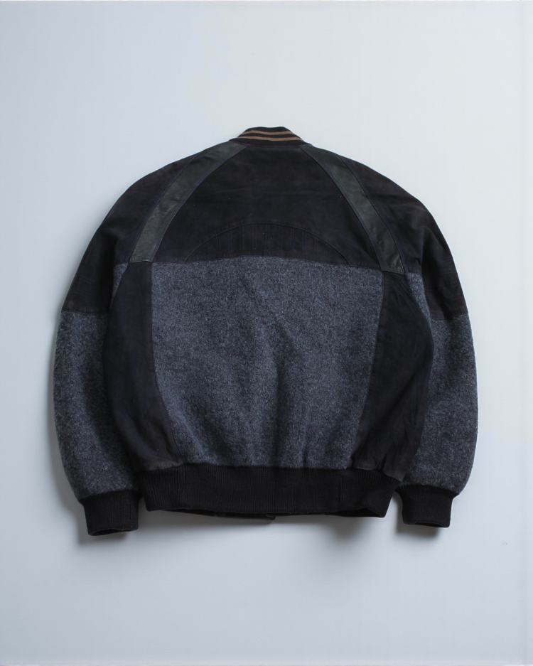90s VOLS NOUS Süet Deri-Yün Bomber Ceket