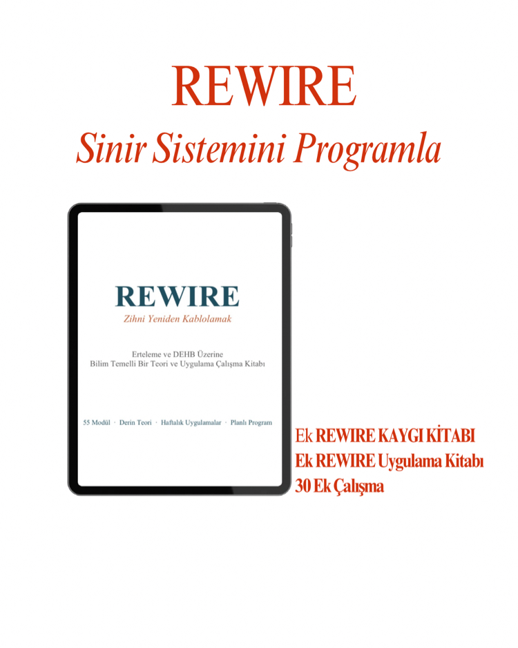 REWIRE Erteleme ve DEHB Çalışma Kitabı: 55 Modül + ek rewire kaygı