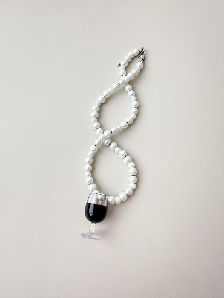 Wine İncili Paslanmaz Çelik Kolye