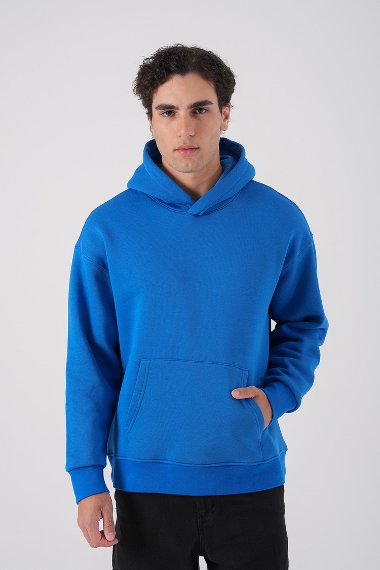 Kapüşonlu Mavi Sweatshirt Hoodie