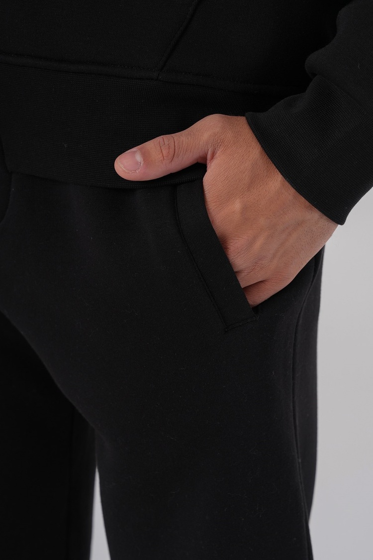 Şardonlu Paçası Lastikli Eşofman Altı Siyah