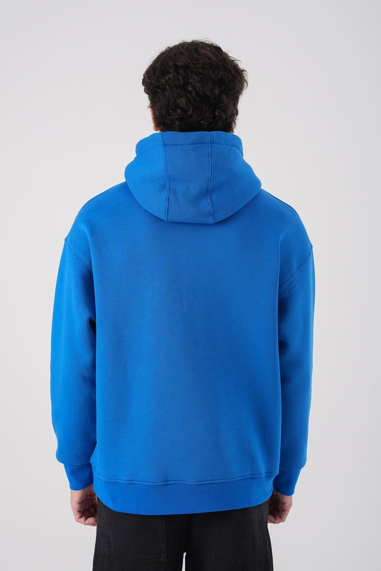 Kapüşonlu Mavi Sweatshirt Hoodie