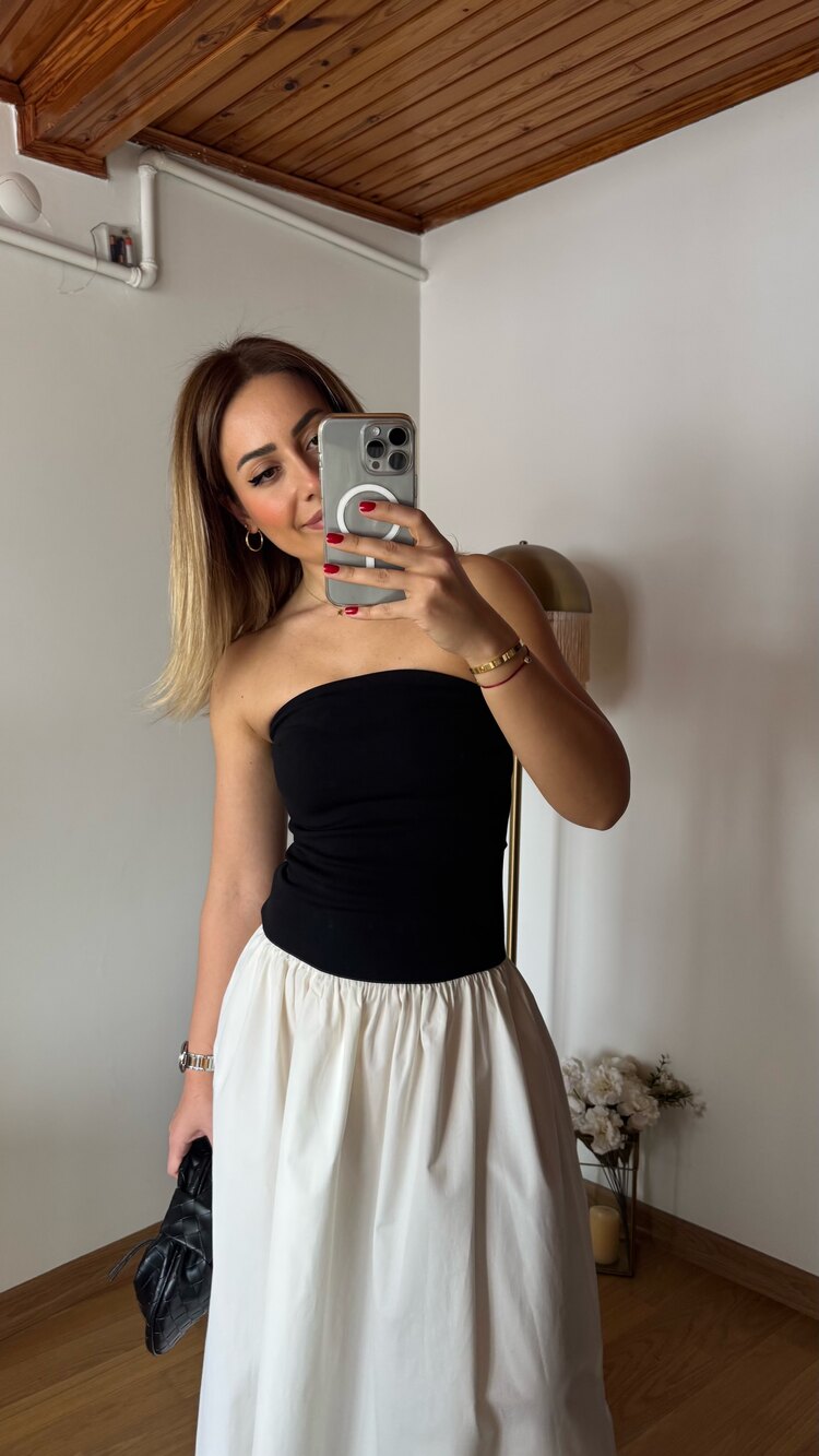 Straplez maxi elbise