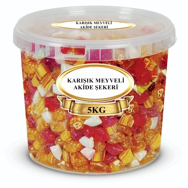 KARIŞIK MEYVELİ AKİDE ŞEKERİ 5KG kovada