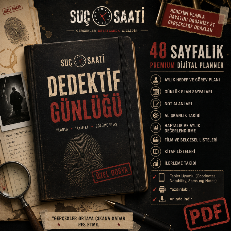 ️ Suç Saati – Dedektif Günlüğü | Premium Dijital Planner (PDF) | Lansman Fiyatı