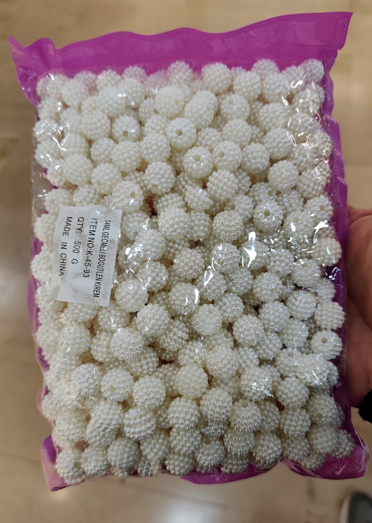 14 mm geçmeli böğürtlen inci krem 500 gram paket