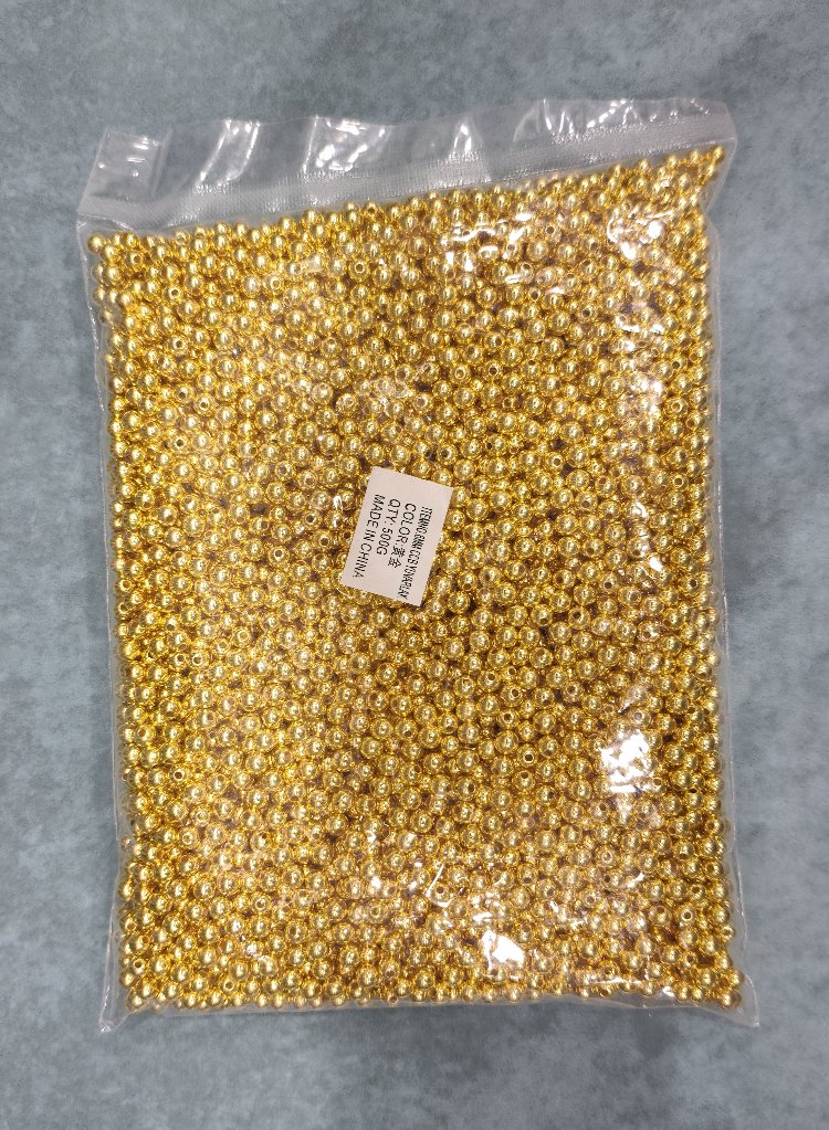 6 mm metalik gold görünümlü akrilik boncuk 500 gram paket
