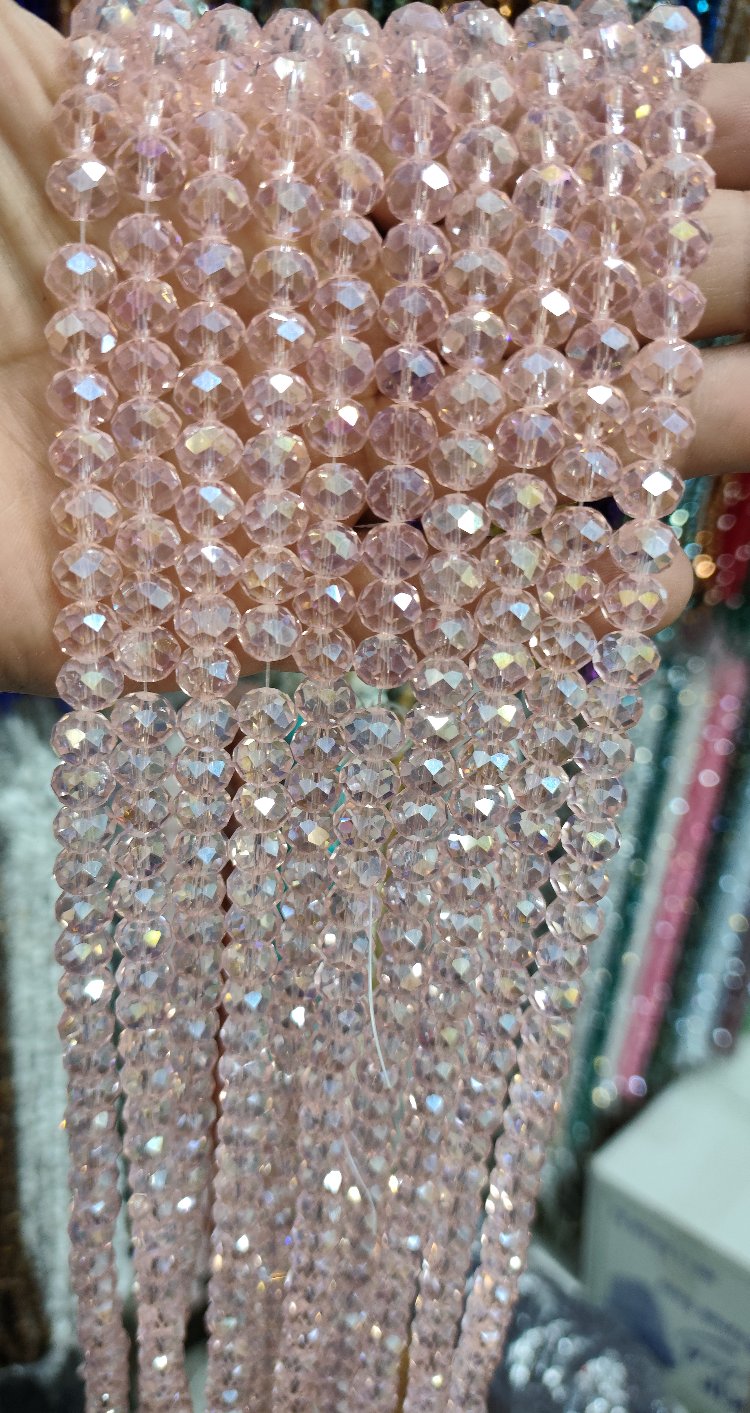 10 mm kristal cam pembe janjanlı 1 dizi 
