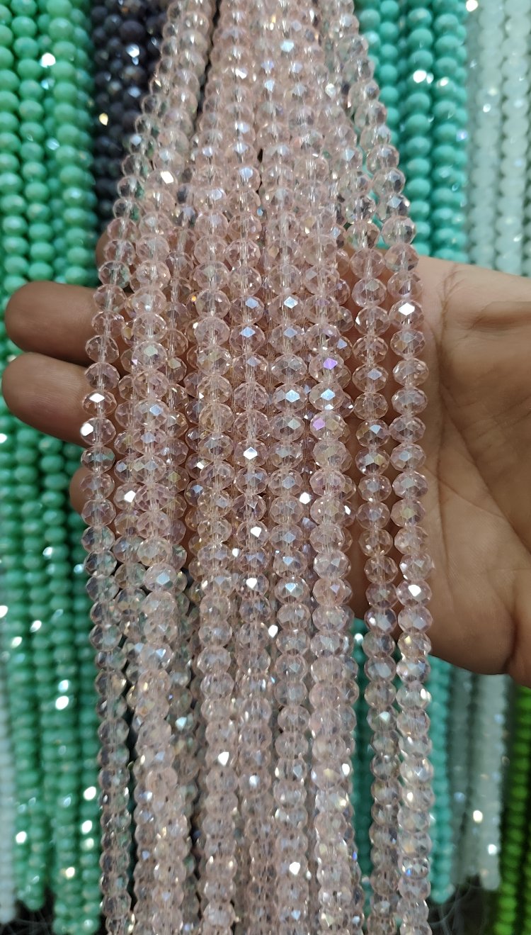 8 mm Kristal cam pembe janjanli 1 dizi