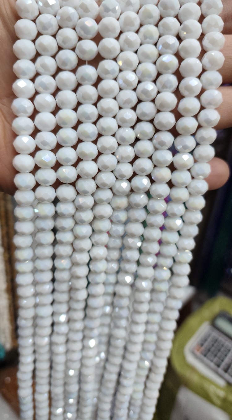 10 mm kristal mat beyaz sedefli 1 dizi 