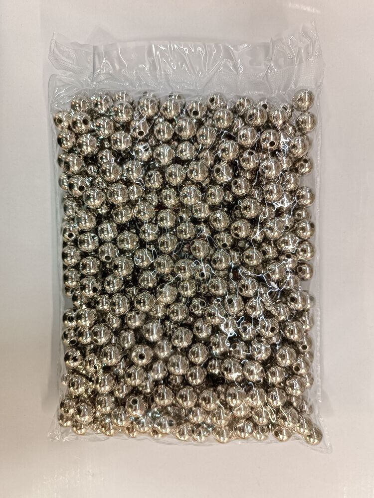 12 mm metalik gümüş görünümlü akrilik boncuk 500 gram paket