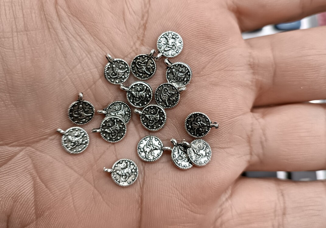 8 mm tuğra tek kulplu döküm aksesuar gümüş  14 adet