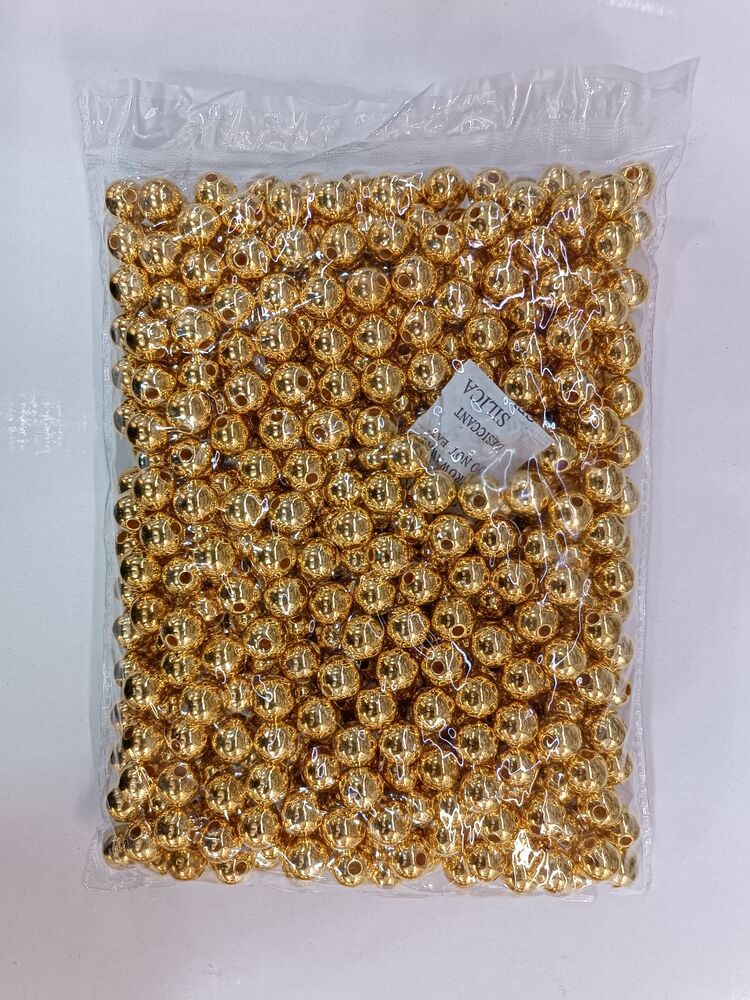 12 mm metalik gold görünümlü akrilik boncuk 500 gram paket