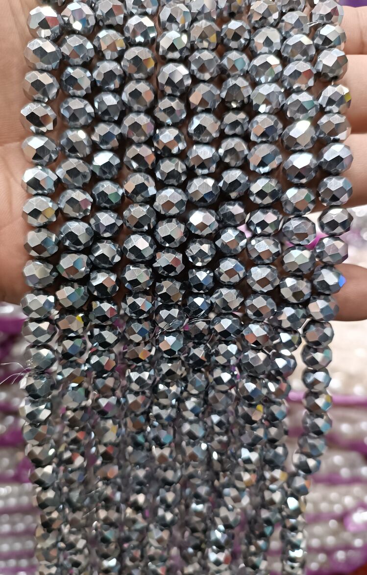 10 mm kristal kaplama gümüş 1 dizi
