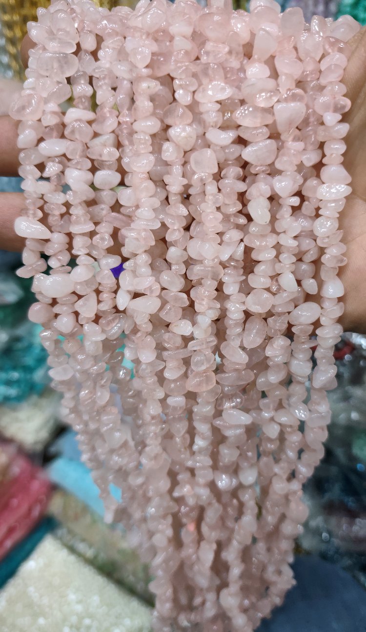 Doğal kırık taş pembe kuvars 1 dizi 