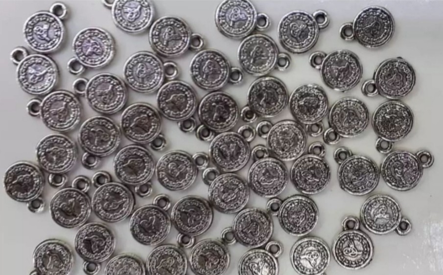 8 mm tuğra tek kulplu döküm aksesuar gümüş  14 adet