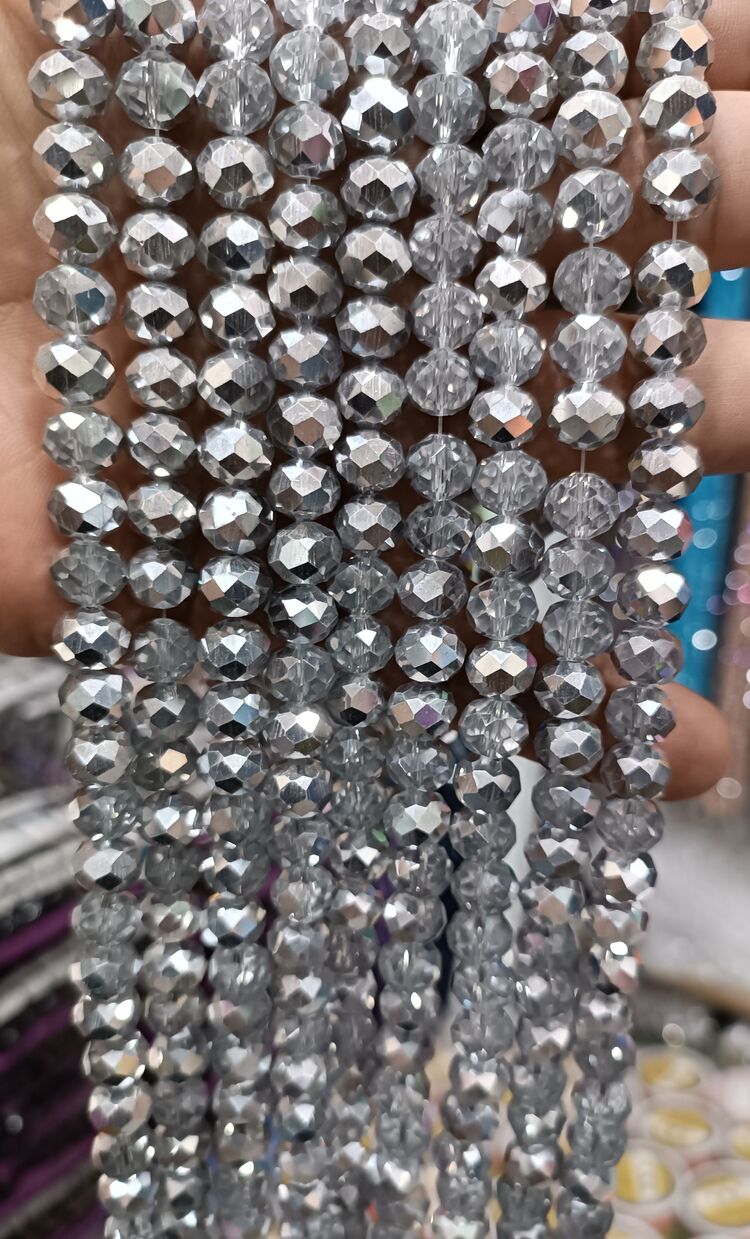 10 mm kristal cam aynalı gümüş 1 dizi 