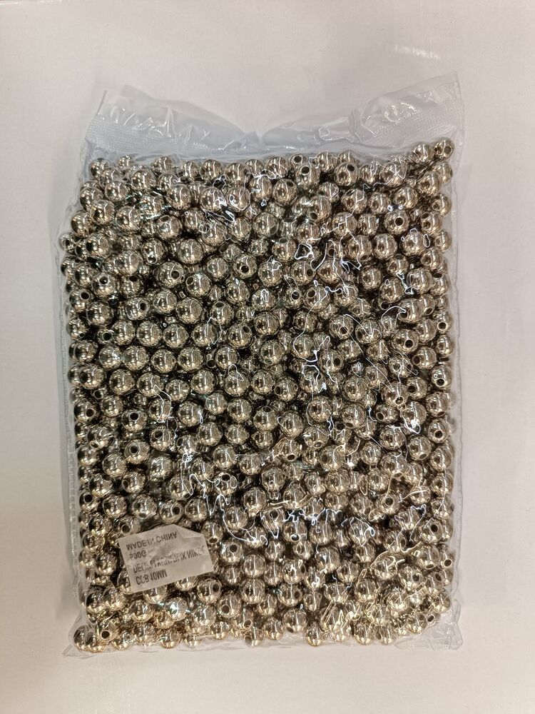 10 mm metalik gümüş görünümlü akrilik boncuk 500 gram paket