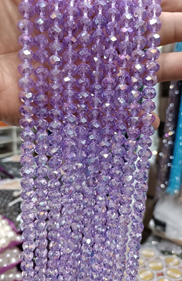 10 mm kristal cam lila janjanlı 1 dizi 