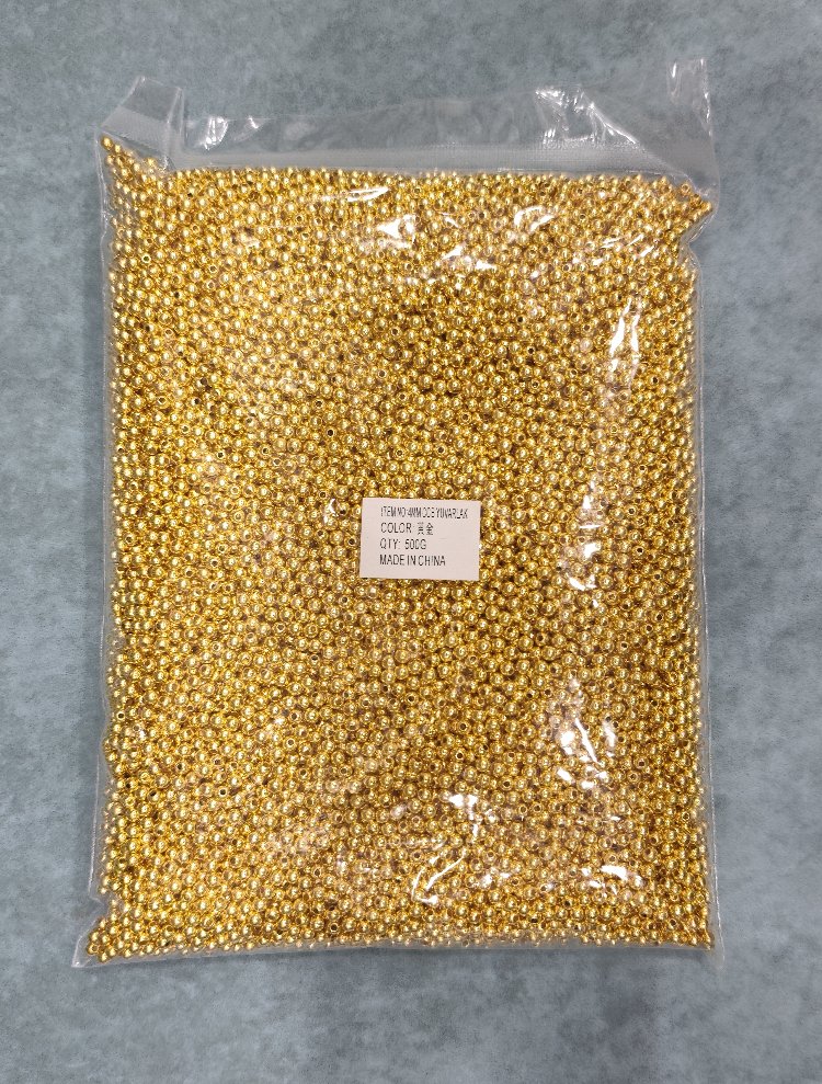4 mm metalik gold görünümlü akrilik boncuk 500 gram paket