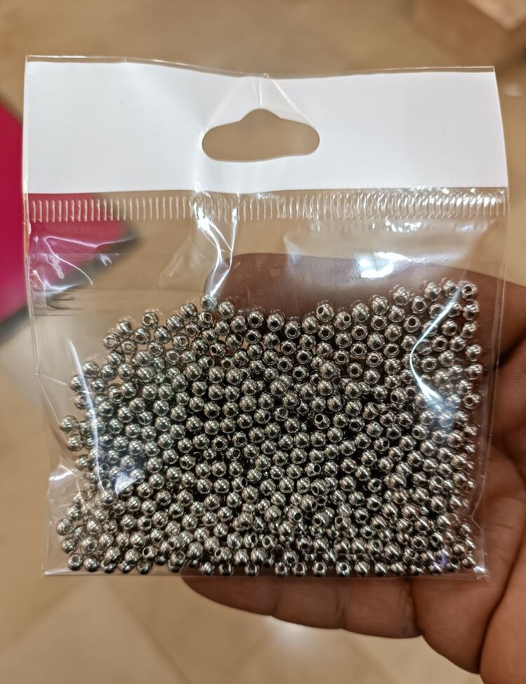 4 mm akrelik metal görünümlü gümüş boncuk 20 gram