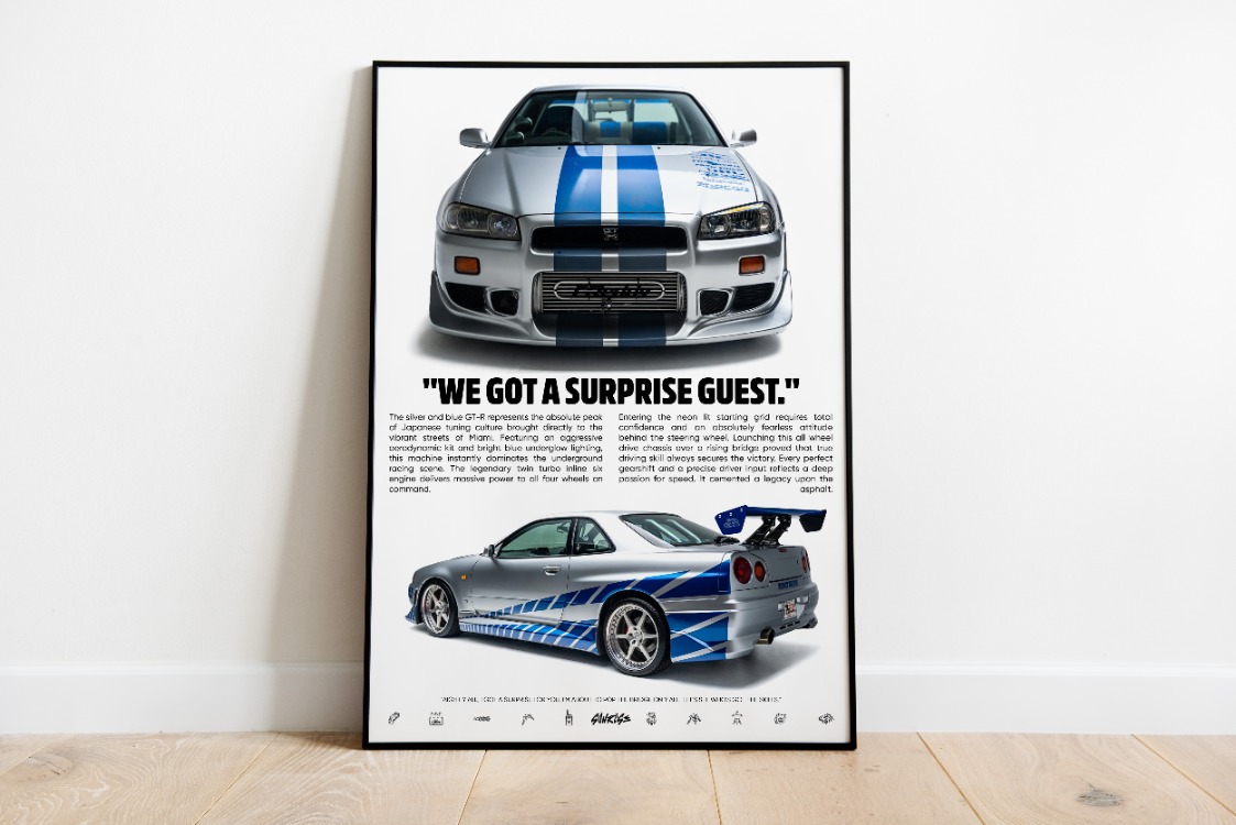 F&F Nissan Skyline GT-R R34 Poster