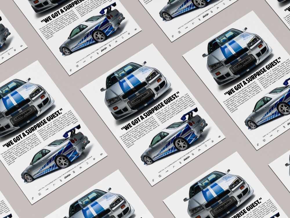 F&F Nissan Skyline GT-R R34 Poster