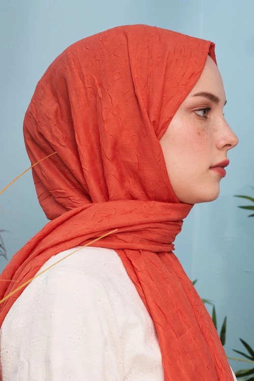 Madame Polo - Bambu Kraş Şal - Mercan