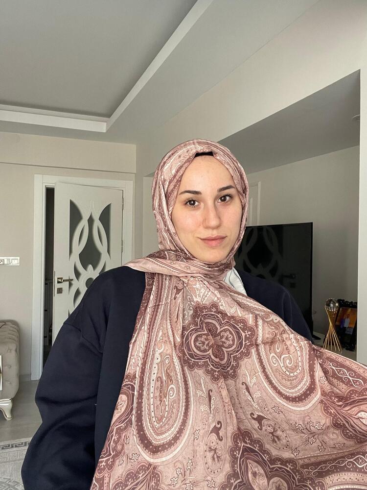 Luvensara Desenli Ipek Şal Pd1 - Vizon