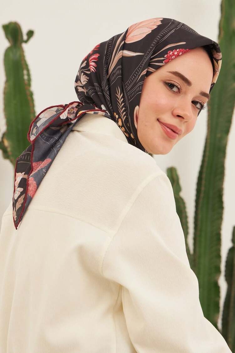 İpekhan Firethorn Pamuk Viskon Eşarp Modeli 1109 - Çikolata Kahve 02