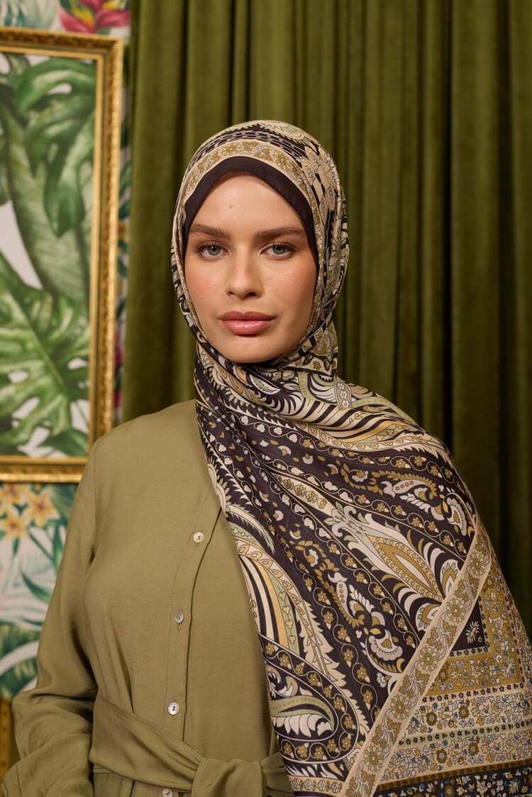 İpekhan Marrakech Koleksiyon Soft Şal 3047 - Siyah Kahve 06