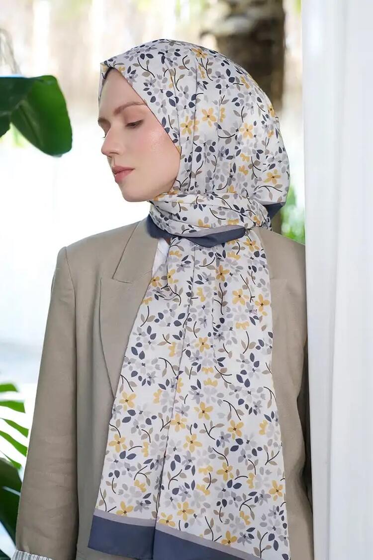 Madame Polo - Seremoni Koleksiyonu Sara Desen Şal - Füme