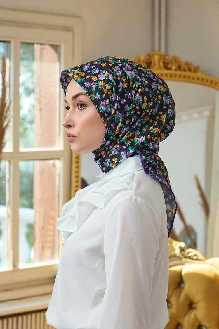 İpekhan Yaz Işıltısı Koleksiyonu Soft Eşarp 1191 - Menekşe Siyah 11
