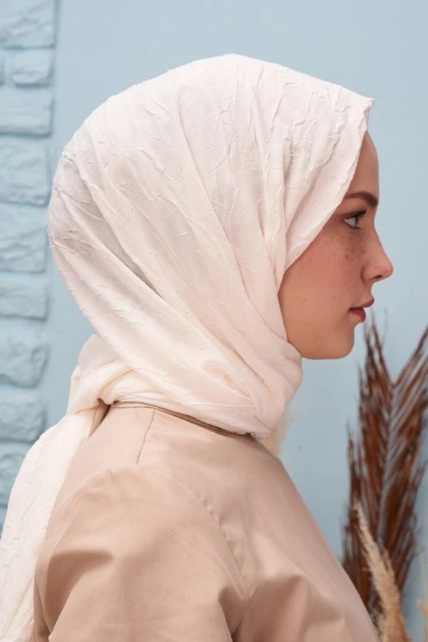 Madame Polo - Bambu Kraş Şal - Krem