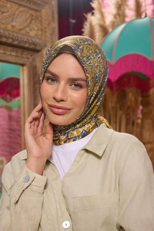 İpekhan Marrakech Koleksiyon Soft Eşarp 1210 - Yağ yeşili 02