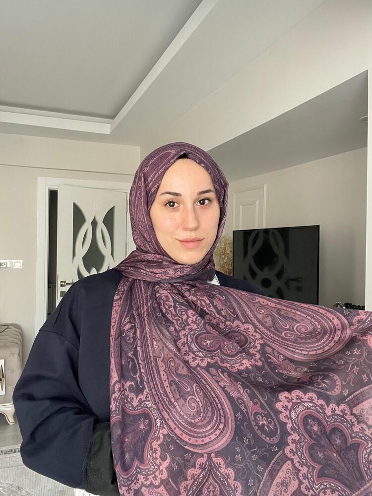 Luvensara Desenli Ipek Şal Pd1 - Lacivert