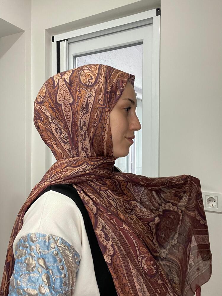 Luvensara Desenli Ipek Şal Pd1 - Çikolatalıkahve