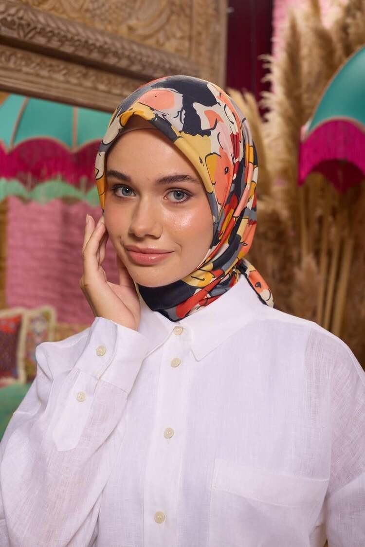 İpekhan Marrakech Koleksiyon Soft Eşarp 1209 - Gri Sarı 08