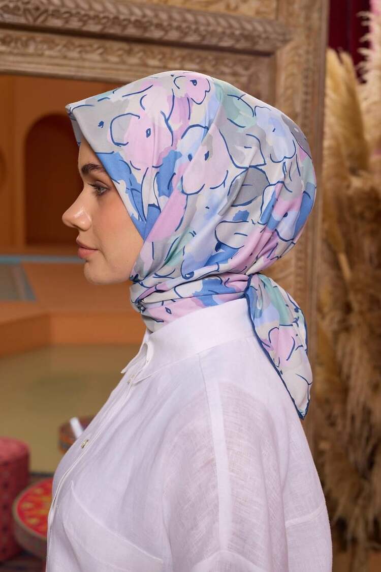 İpekhan Marrakech Koleksiyon Soft Eşarp 1209 - Mavi Lila 12