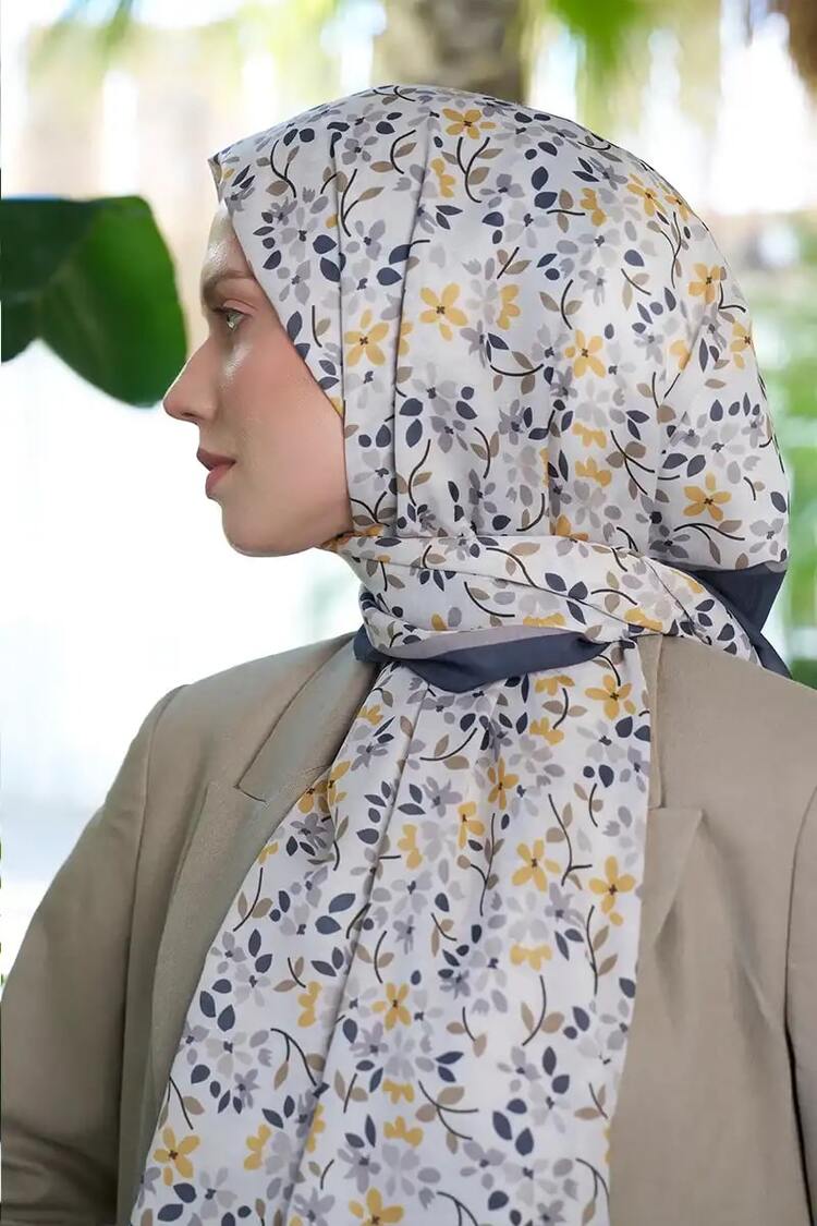 Madame Polo - Seremoni Koleksiyonu Sara Desen Şal - Füme