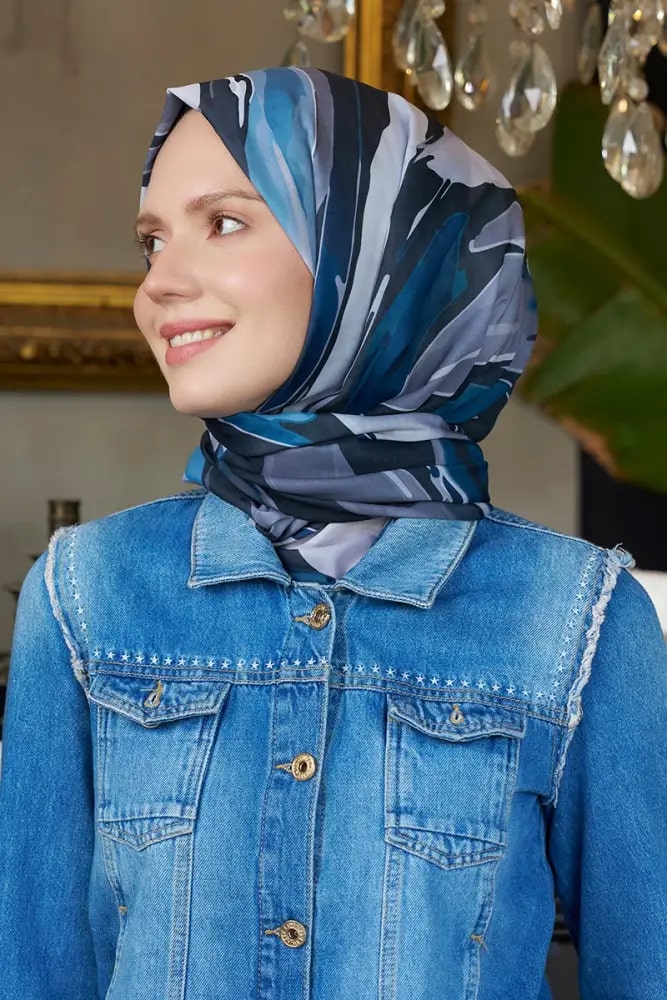 Madame Polo - Seremoni Koleksiyonu Pure Desen Şal - Petrol