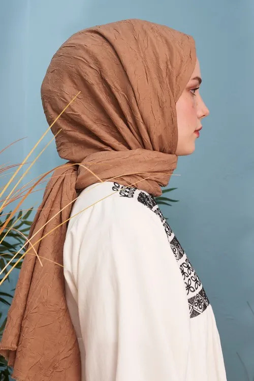Madame Polo - Bambu Kraş Şal - Latte