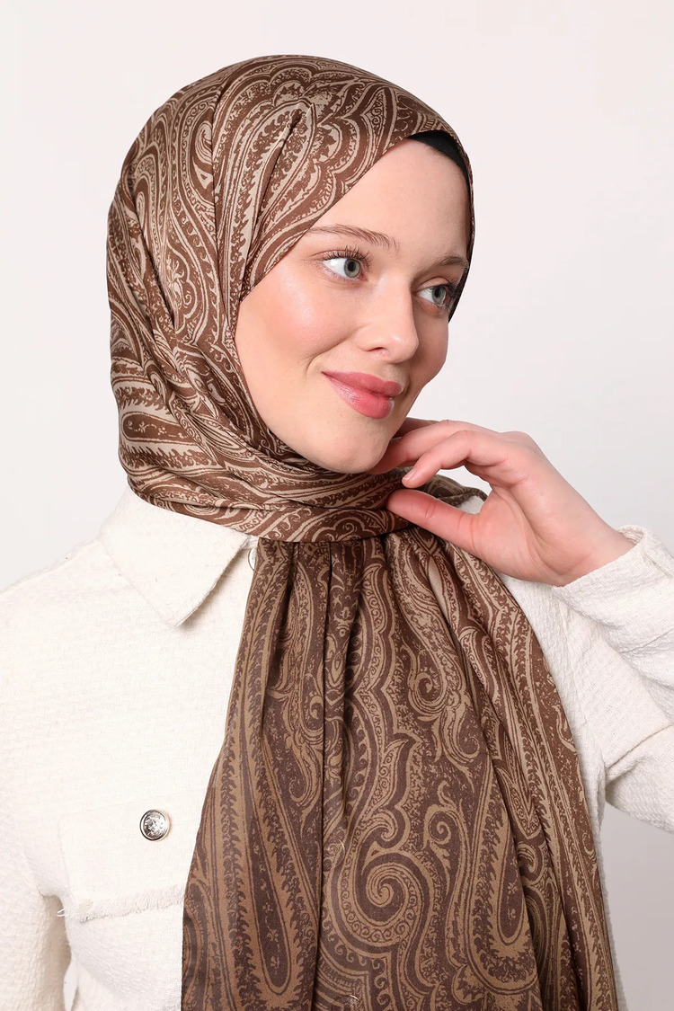 Luvensara - Hint ipeği Şal D.1 - Kahverengi
