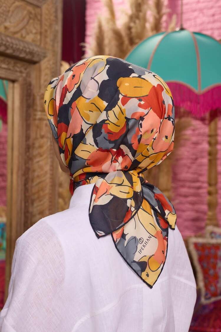 İpekhan Marrakech Koleksiyon Soft Eşarp 1209 - Gri Sarı 08